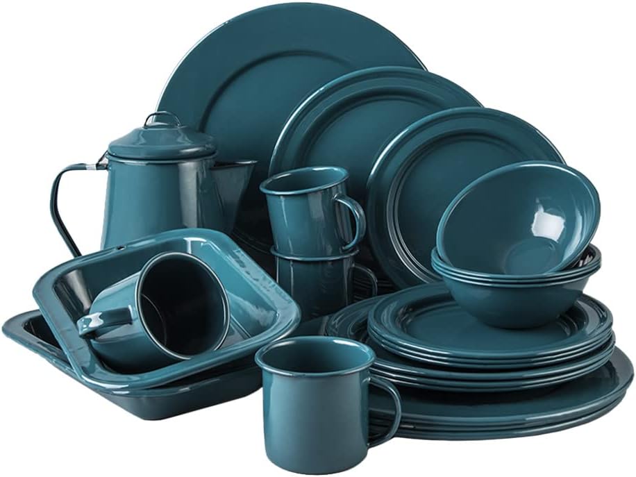 Enamel Coffee Pot GSI Outdoors Pioneer Camp Set - 15-Piece